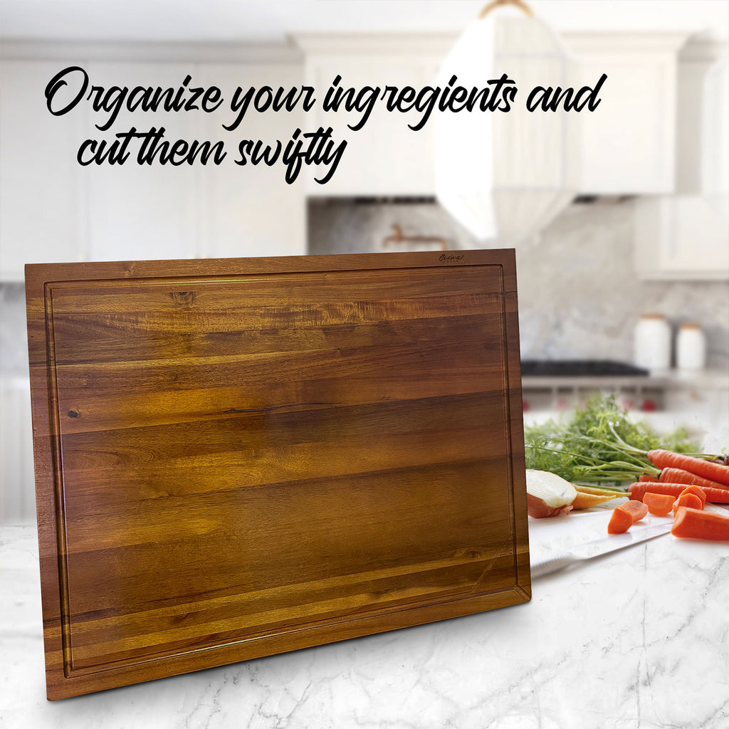 Cucina Green 30 inches Noodle Board, Stove Top Cover, Chopping Board, Acacia Wood Adjustable Legs