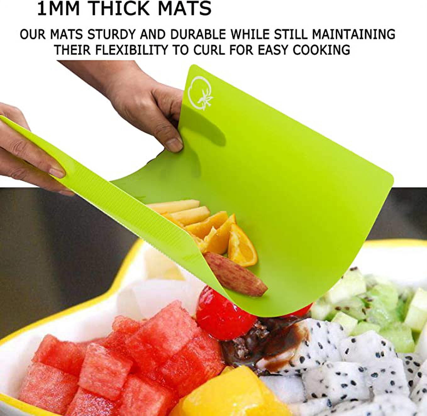 HBlife Flexible Plastic Cutting Board Mats, Colored Mats With Food Icons, Gripped Back, Cutting board Set of 4 (1)