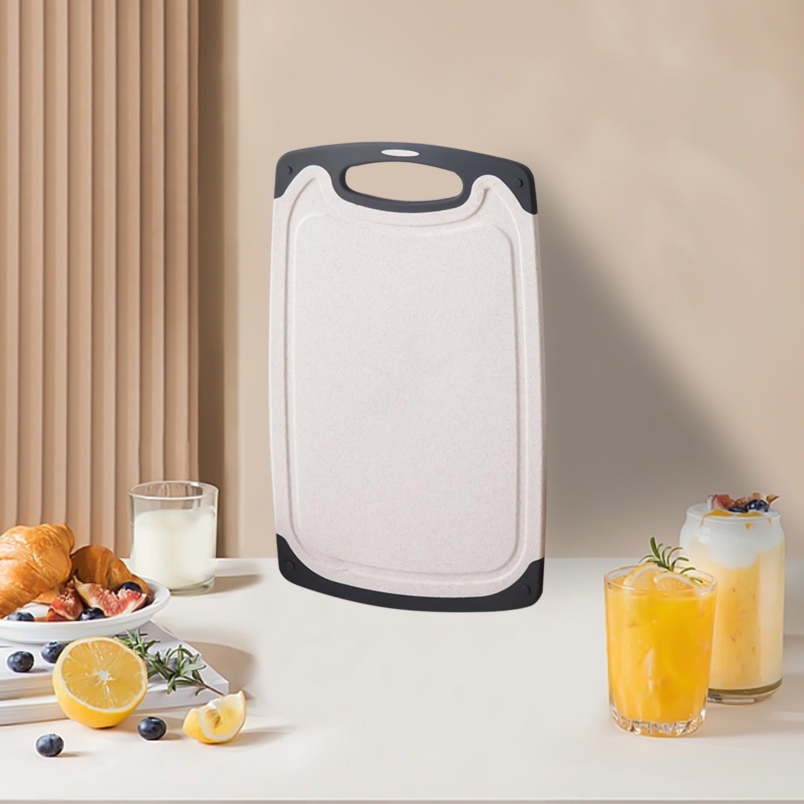QIIBURR Plastic Cutting Boards for Kitchen Dishwasher Safe, Extra Large Cutting Board for Meat with Juice Grooves, Easy Grip Handle, Non-Slip, with Grinding Area
