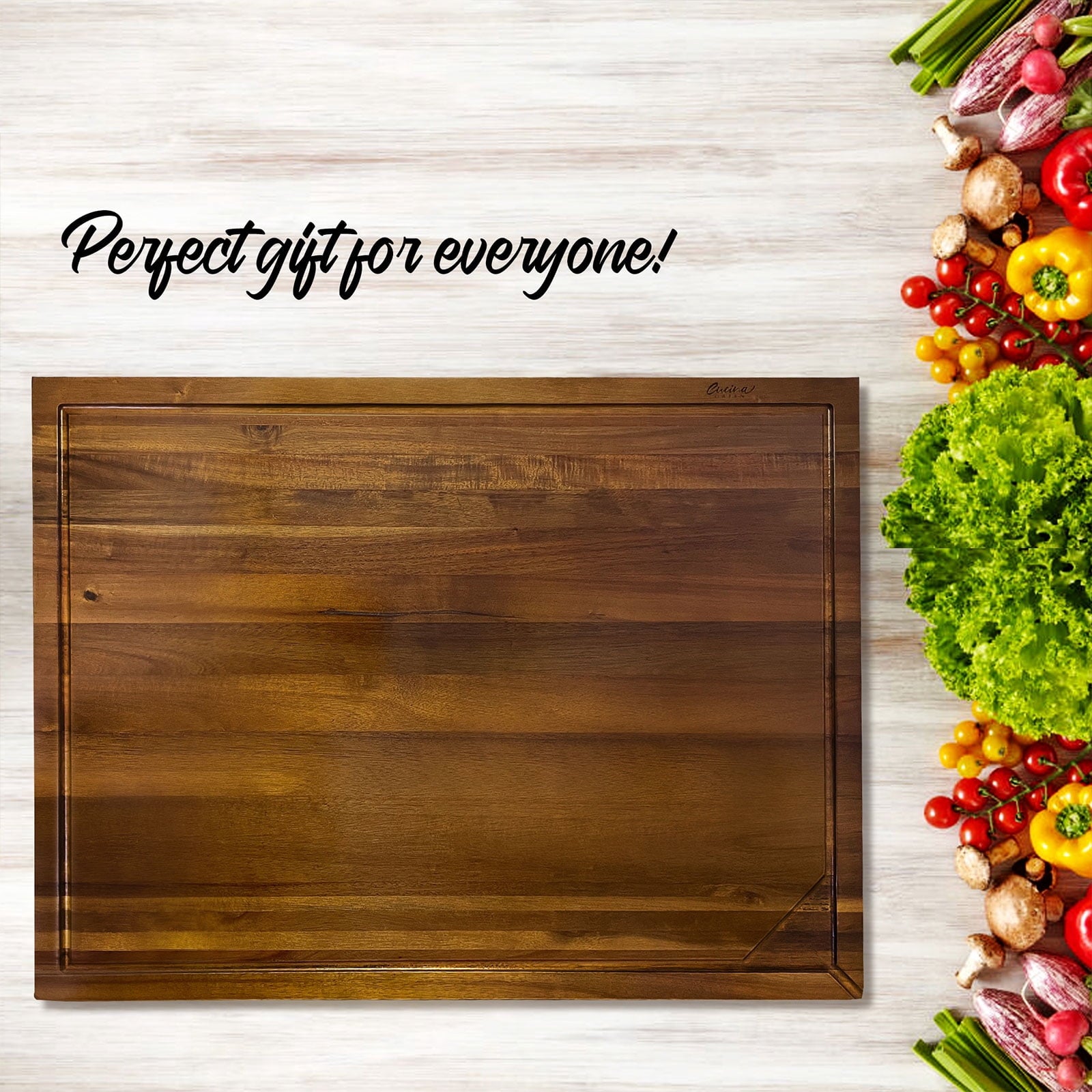 Cucina Green 30 inches Noodle Board, Stove Top Cover, Chopping Board, Acacia Wood Adjustable Legs