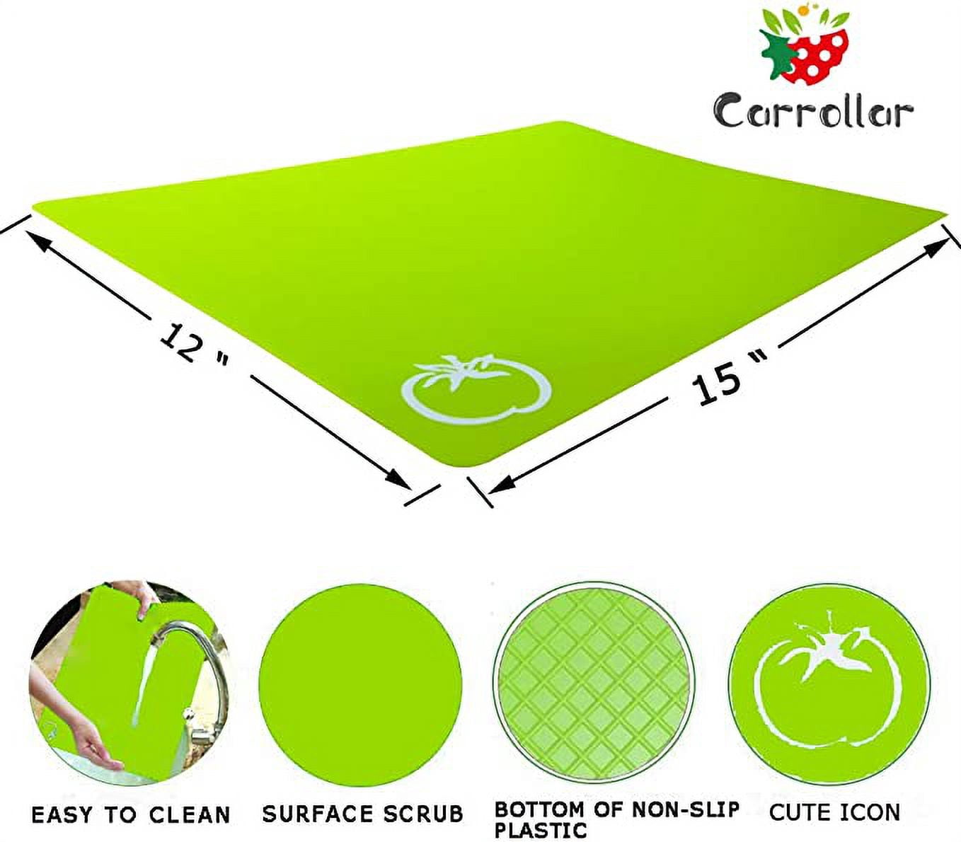 HBlife Flexible Plastic Cutting Board Mats, Colored Mats With Food Icons, Gripped Back, Cutting board Set of 4 (1)